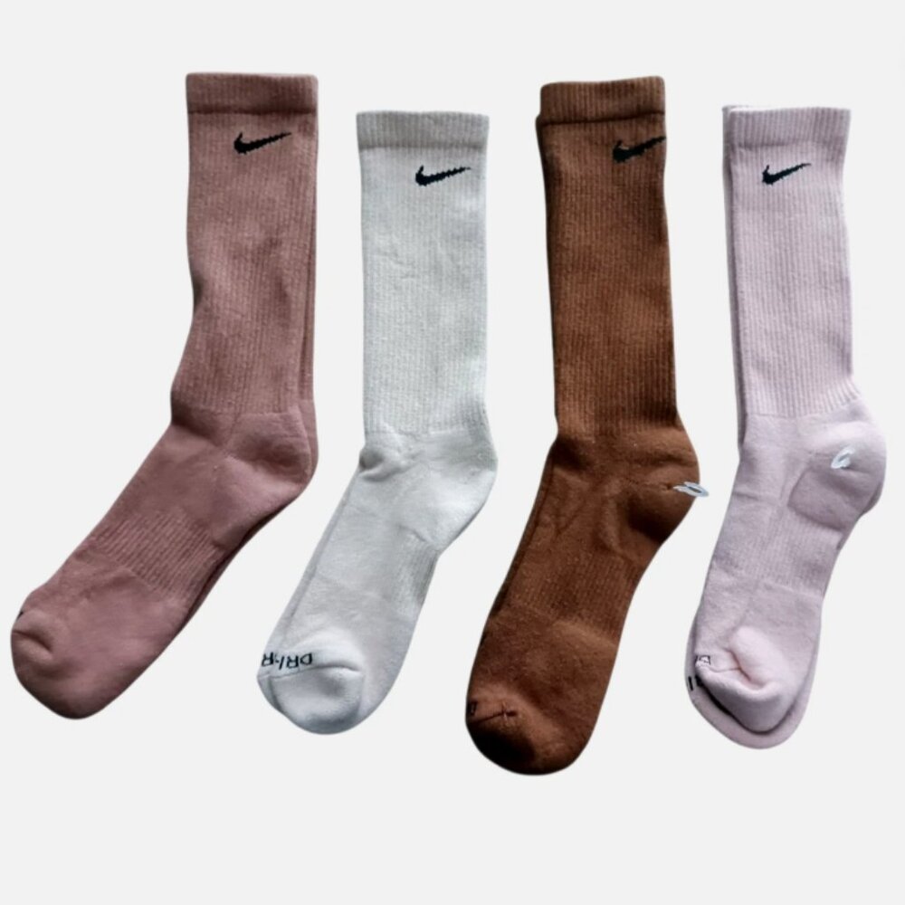 Nike Every Day Dri Fit 8-12 Plus Cushioned Training Crew Socks 4 Pair Multicolor